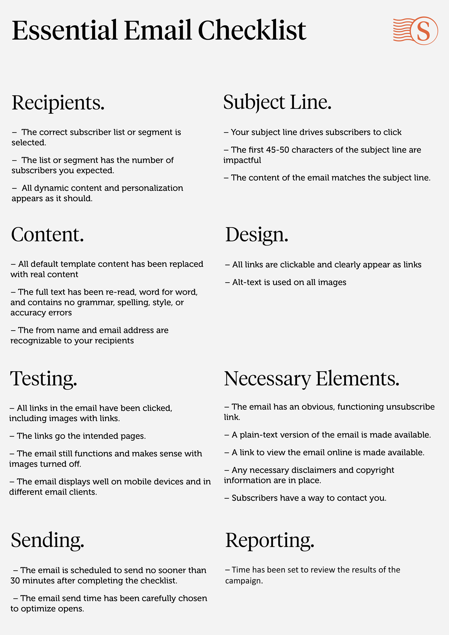 The Bare Bones Checklist For Sending Solid Email